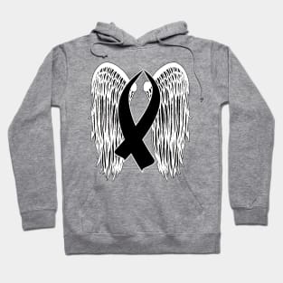 Winged Awareness Ribbon (Black) Hoodie